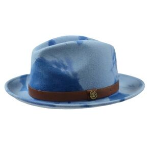Steven Land Light Blue Camouflage Dyed Wool Fedora Large NWOT